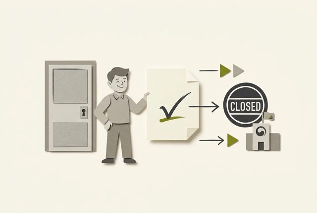 인허가 업종이라면? '통합폐업신고'로 한 번에! — AI로 만든 그림